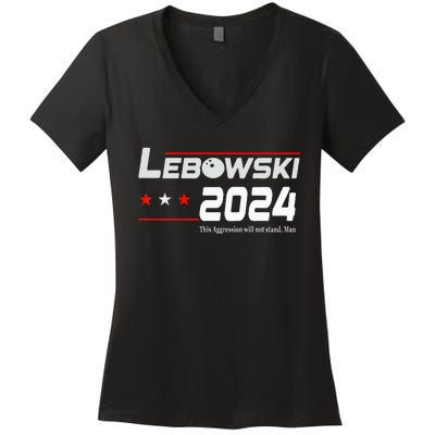 Funny Political Name Lebowski Political Election Vote 2024 Women's V-Neck T-Shirt