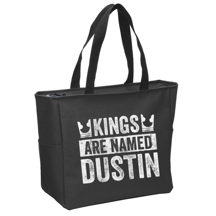 Funny Personalized Name Kings Are Named Dustin Zip Tote Bag