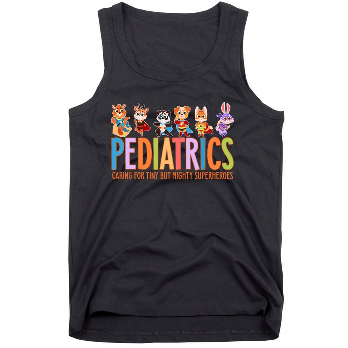 Funny Pediatric Nurse Caring For Tiny But Mighty Superheroes Tank Top