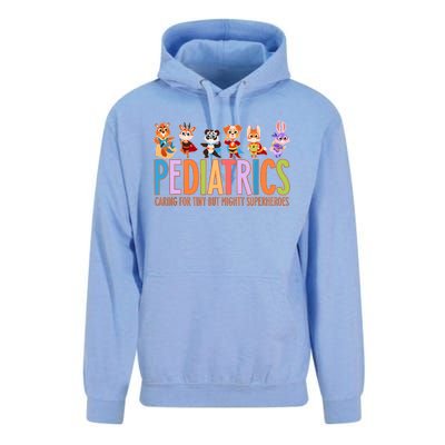 Funny Pediatric Nurse Caring For Tiny But Mighty Superheroes Unisex Surf Hoodie