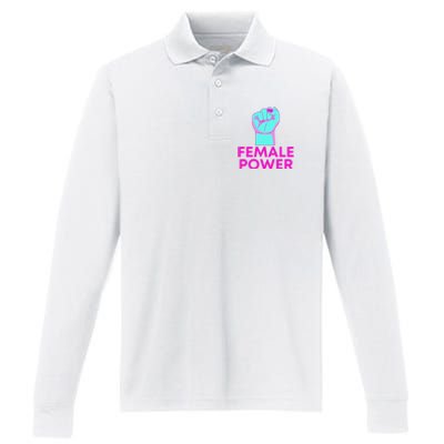 Female Power Neon Performance Long Sleeve Polo