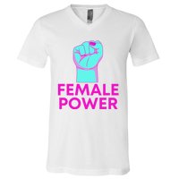 Female Power Neon V-Neck T-Shirt