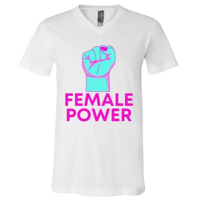 Female Power Neon V-Neck T-Shirt