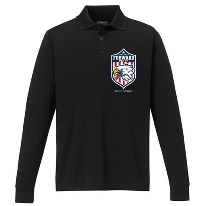 Forward Party Not Left Not Right Performance Long Sleeve Polo