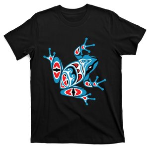 Frog Pacific Northwest Native American Indian Style Blue Red T-Shirt