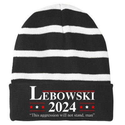 Funny Political Name Lebowski Political Election Vote 2024 Striped Beanie with Solid Band