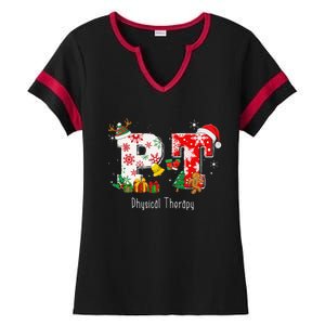 Funny PT Nurse Physical Therapy Santa Christmas Pajama Ladies Halftime Notch Neck Tee