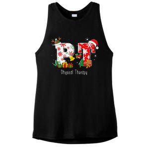 Funny PT Nurse Physical Therapy Santa Christmas Pajama Ladies PosiCharge Tri-Blend Wicking Tank