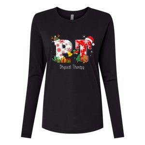 Funny PT Nurse Physical Therapy Santa Christmas Pajama Womens Cotton Relaxed Long Sleeve T-Shirt