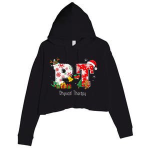 Funny PT Nurse Physical Therapy Santa Christmas Pajama Crop Fleece Hoodie