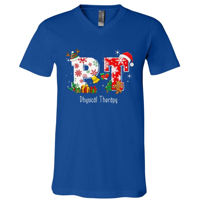 Funny PT Nurse Physical Therapy Santa Christmas Pajama V-Neck T-Shirt