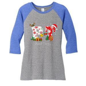 Funny PT Nurse Physical Therapy Santa Christmas Pajama Women's Tri-Blend 3/4-Sleeve Raglan Shirt