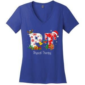 Funny PT Nurse Physical Therapy Santa Christmas Pajama Women's V-Neck T-Shirt