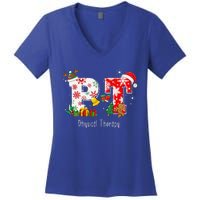 Funny PT Nurse Physical Therapy Santa Christmas Pajama Women's V-Neck T-Shirt