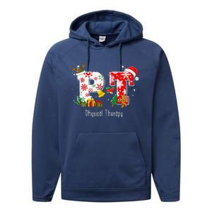 Funny PT Nurse Physical Therapy Santa Christmas Pajama Performance Fleece Hoodie