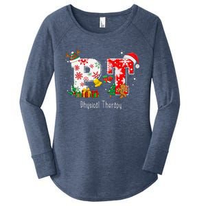 Funny PT Nurse Physical Therapy Santa Christmas Pajama Women's Perfect Tri Tunic Long Sleeve Shirt