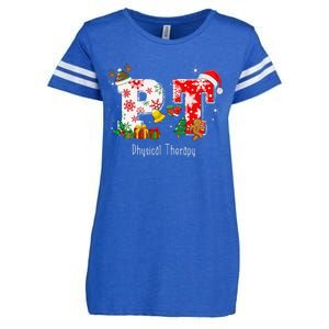 Funny PT Nurse Physical Therapy Santa Christmas Pajama Enza Ladies Jersey Football T-Shirt