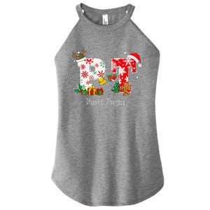 Funny PT Nurse Physical Therapy Santa Christmas Pajama Women's Perfect Tri Rocker Tank