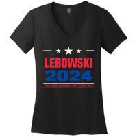 Funny Political Name Lebowski Political Election Vote 2024 Women's V-Neck T-Shirt