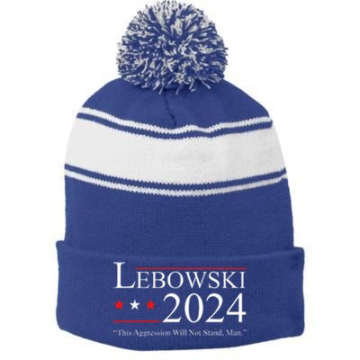 Funny Political Name Lebowski Political Election Vote 2024  Stripe Pom Pom Beanie