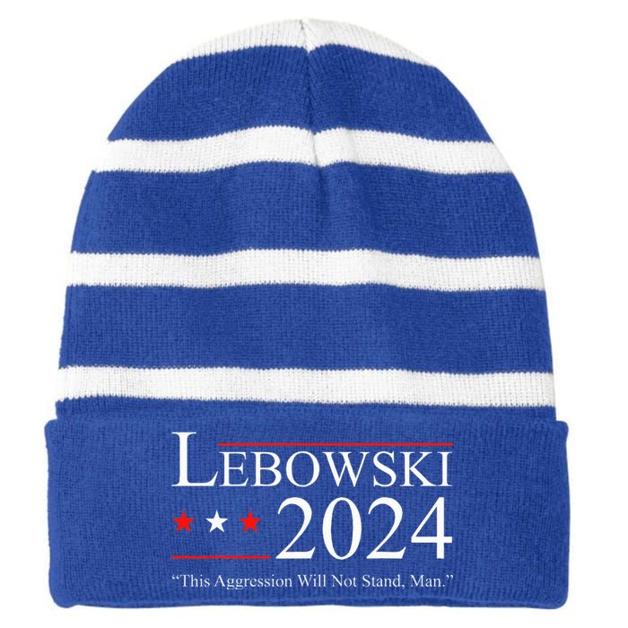 Funny Political Name Lebowski Political Election Vote 2024  Striped Beanie with Solid Band