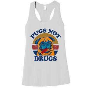 Funny Pugs Not Drugs Gift for Pug Lovers Women's Racerback Tank