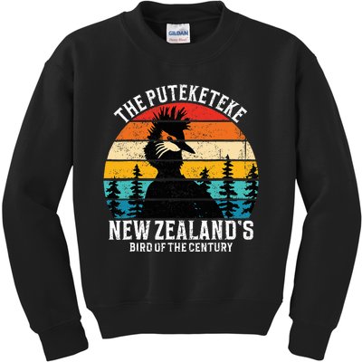 Funny Puteketeke New Zealand's Bird Of The Century Vintage  Kids Sweatshirt