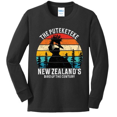 Funny Puteketeke New Zealand's Bird Of The Century Vintage  Kids Long Sleeve Shirt