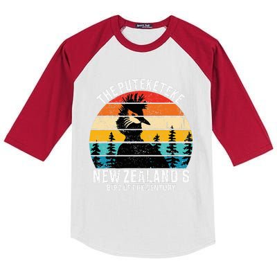 Funny Puteketeke New Zealand's Bird Of The Century Vintage  Kids Colorblock Raglan Jersey