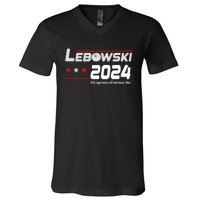 Funny Political Name Lebowski Political Election Vote 2024 V-Neck T-Shirt