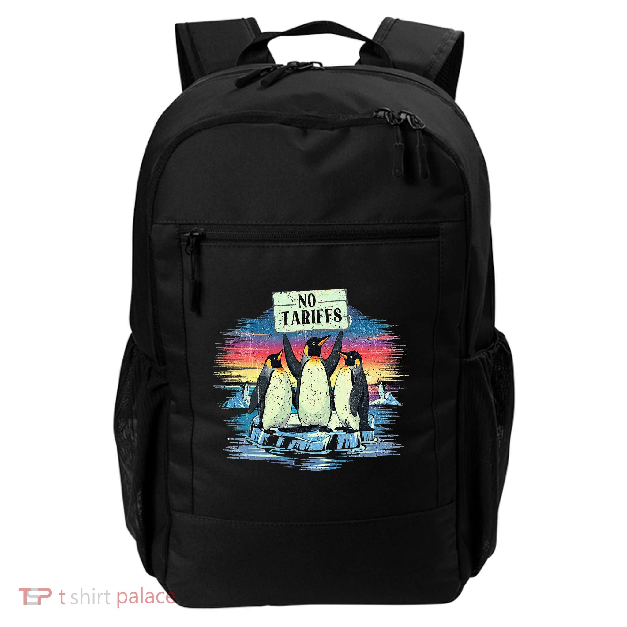 Funny Penguins NO TARIFFS Taxes Daily Commute Backpack