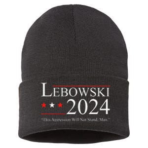 Funny Political Name Lebowski Political Election Vote 2024 Sustainable Knit Beanie