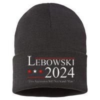 Funny Political Name Lebowski Political Election Vote 2024 Sustainable Knit Beanie