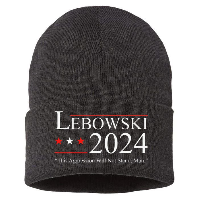 Funny Political Name Lebowski Political Election Vote 2024 Sustainable Knit Beanie