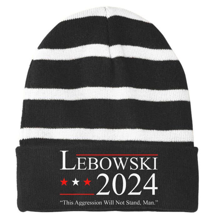 Funny Political Name Lebowski Political Election Vote 2024 Striped Beanie with Solid Band