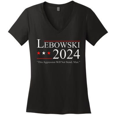 Funny Political Name Lebowski Political Election Vote 2024 Women's V-Neck T-Shirt