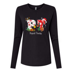 Funny Pt Nurse Physical Therapy Santa Christmas Pajama Gift Womens Cotton Relaxed Long Sleeve T-Shirt