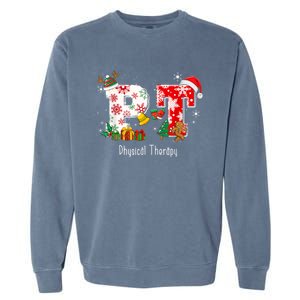 Funny Pt Nurse Physical Therapy Santa Christmas Pajama Gift Garment-Dyed Sweatshirt