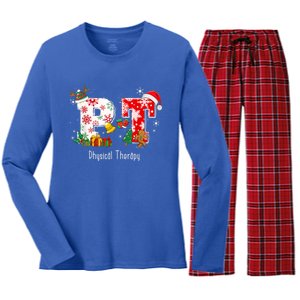 Funny Pt Nurse Physical Therapy Santa Christmas Pajama Gift Women's Long Sleeve Flannel Pajama Set 