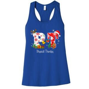 Funny Pt Nurse Physical Therapy Santa Christmas Pajama Gift Women's Racerback Tank