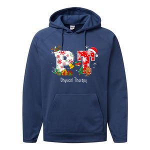 Funny Pt Nurse Physical Therapy Santa Christmas Pajama Gift Performance Fleece Hoodie