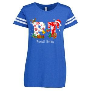 Funny Pt Nurse Physical Therapy Santa Christmas Pajama Gift Enza Ladies Jersey Football T-Shirt