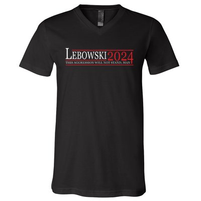 Funny Political Name Lebowski Political Election Vote 2024 V-Neck T-Shirt