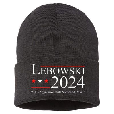 Funny Political Name Lebowski Political Election Vote 2024 Funny Sustainable Knit Beanie