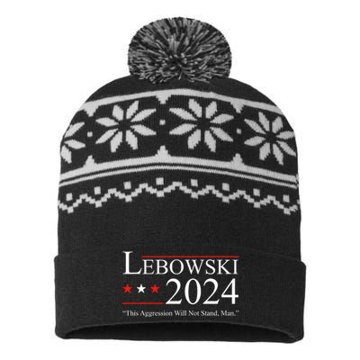 Funny Political Name Lebowski Political Election Vote 2024 Funny USA-Made Snowflake Beanie