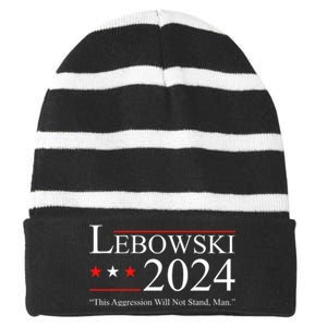 Funny Political Name Lebowski Political Election Vote 2024 Funny Striped Beanie with Solid Band