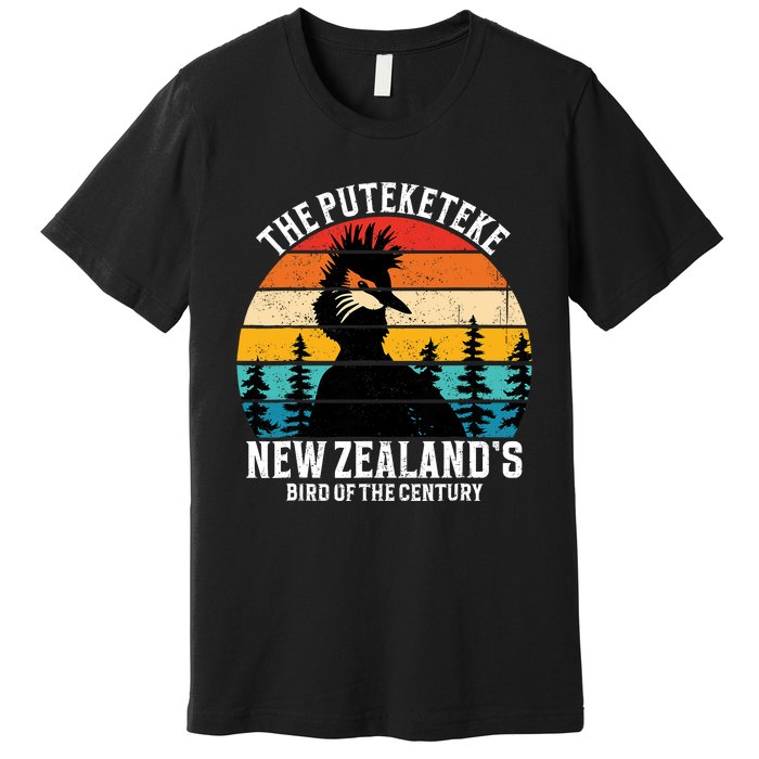 Funny Puteketeke New Zealands Bird Of The Century Vintage Premium T-Shirt