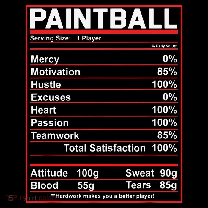 Funny Paintball Nutrition Facts Tall T-Shirt