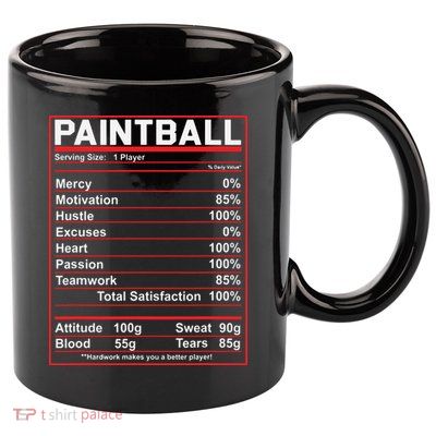 Funny Paintball Nutrition Facts 11oz C Handle Ceramic Mug