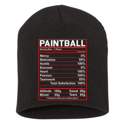 Funny Paintball Nutrition Facts Short Acrylic Beanie